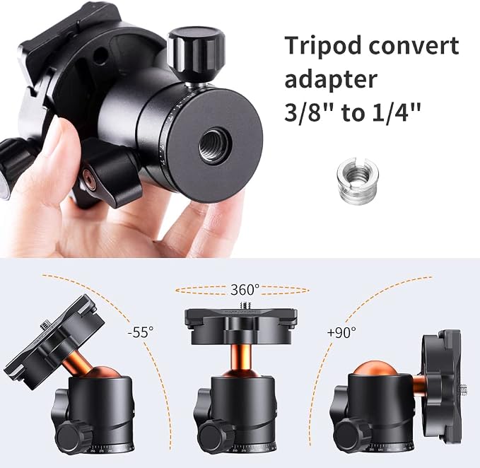 K&F Concept 25mm Metal Tripod Ball Head 360 Degree Rotating Panoramic - Image 4