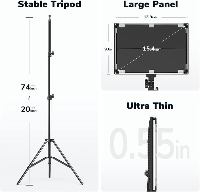 D50 Photography Lighting with Barn Door, 45W 3000K-8000K Dimmable Bi-Color - Image 6