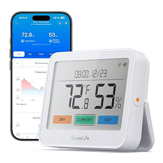 GoveeLife Bluetooth Thermometer Hygrometer, Temperature and Humidity Monitor by GoveeLife