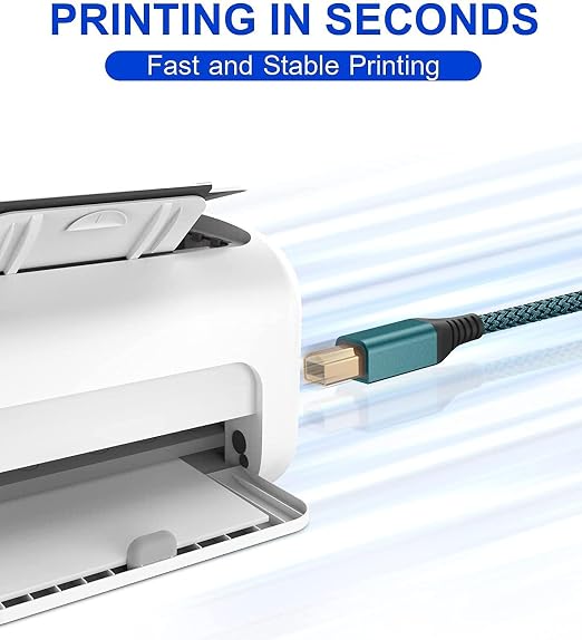 sweguard Printer Cable 10ft, USB-A to USB-B Cable, High Speed Nylon Braided - Image 3