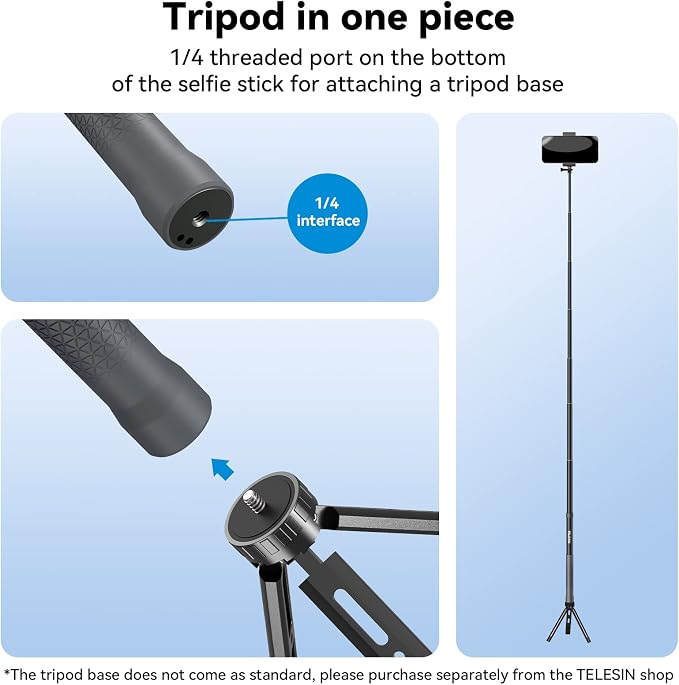 TELESIN G3 Selfie Stick Pole Long Invisible, Carbon Fiber Waterproof Underwater - Image 6