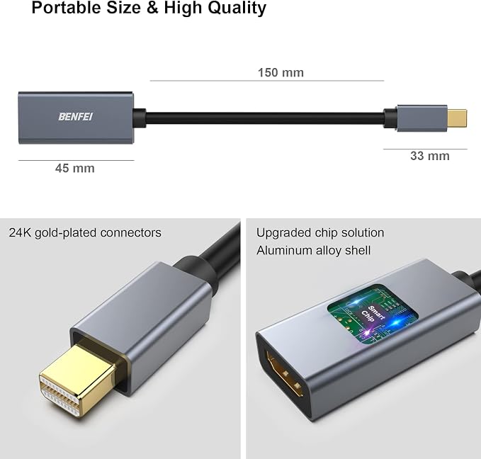 BENFEI 2 Pack Mini DisplayPort to HDMI Adapter 4K, Thunderbolt 2 to HDMI - Image 6