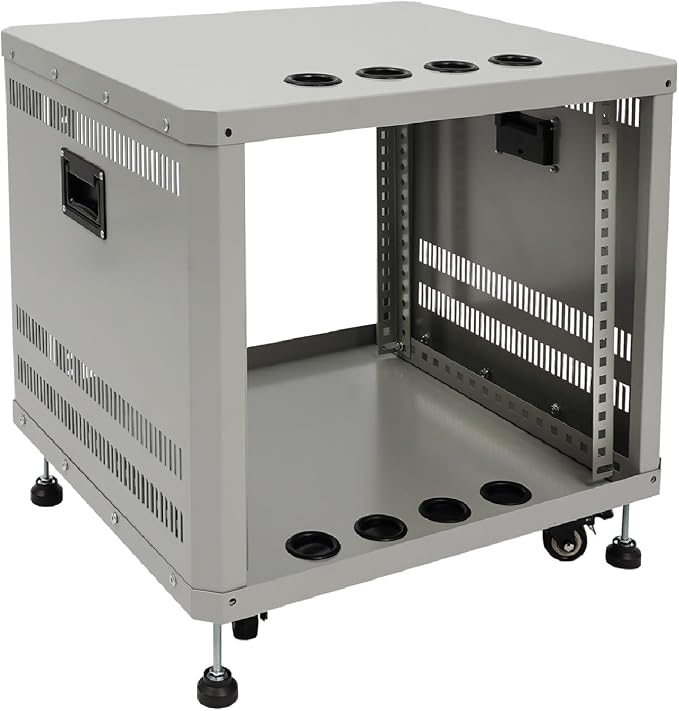 9U Stereo & Studio Rack with Wheels, Open Frame Audio Rack Cabinet, Rolling by Pinelicorn