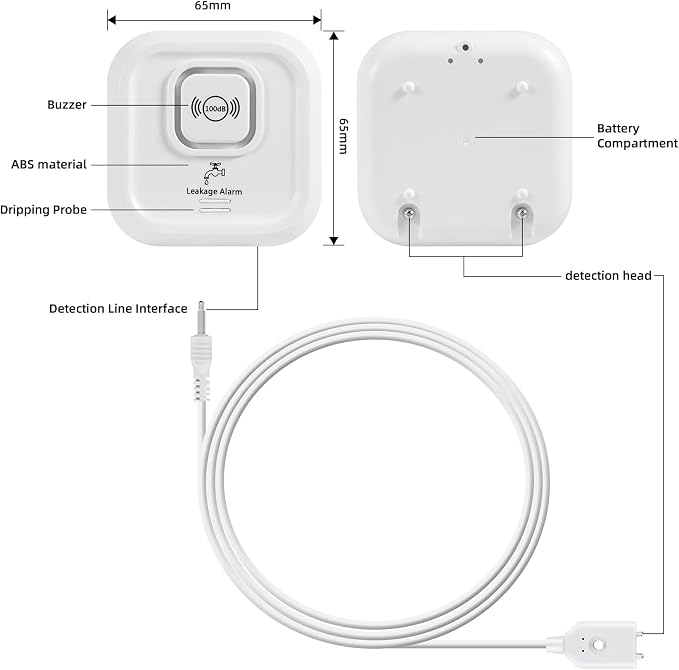 100dB Water Sensor Alarm Water Leak Detector, - Image 8