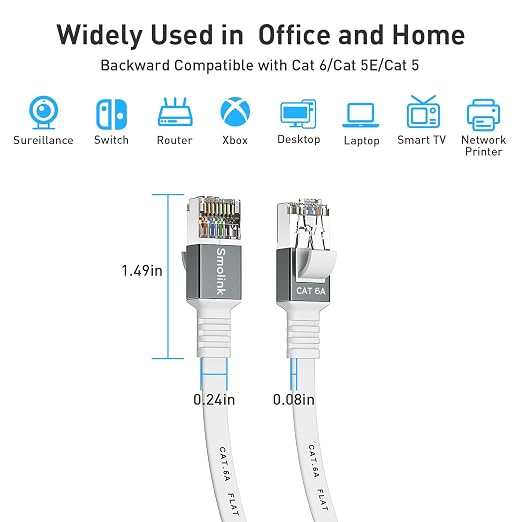 Cat 6a Ethernet Cable 25 Ft, Durable Flat Internet Network LAN Cable - Image 6