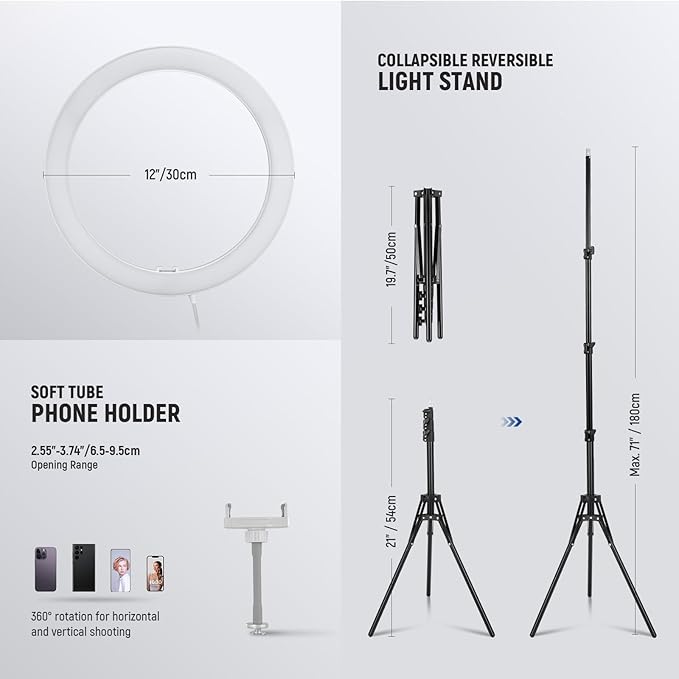 NEEWER RH12B Pro 12" 30W High Power LED Ring Light - Image 6
