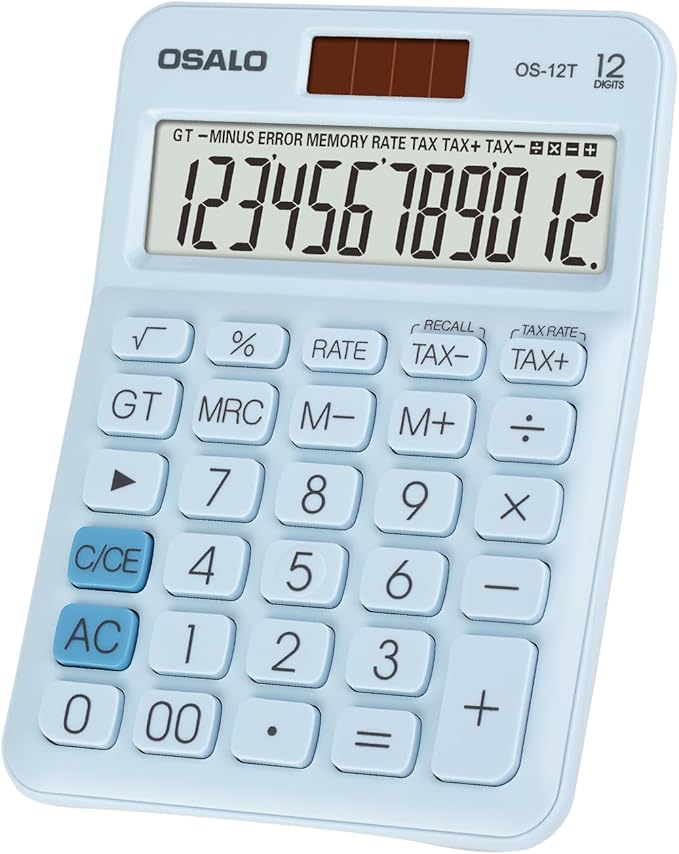 Pocket Small Size Desk Calculator, 12 Digit Large LCD Display, Basic Tax by Pendancy