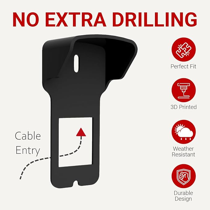 No Drill Rain Cover for Video Doorbell Wired Hood Anti-Glare Protection Weather - Image 5