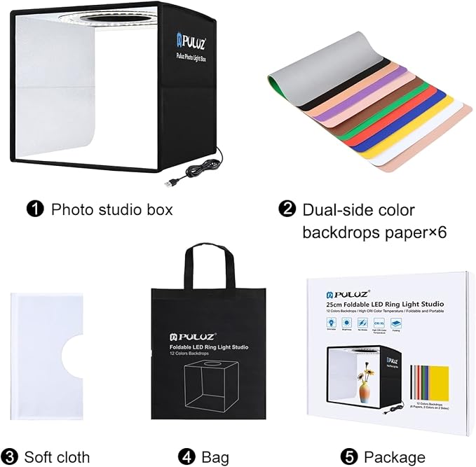 PULUZ Mini Photo Studio Light Box, Portable Folding Photography Light Booth - Image 9