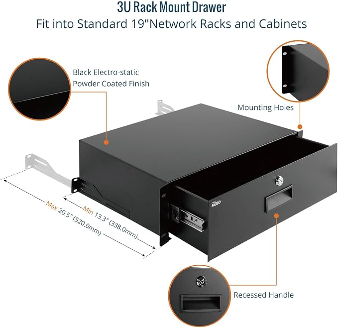 Tecmojo 3U Rack Drawer, Rack Mount Drawer - Image 4