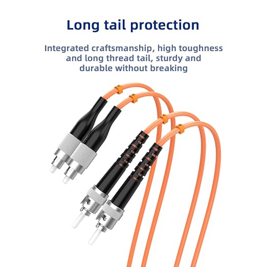 OM1 FC/UPC to ST/UPC Fiber Patch Cable, 15M/49FT Multimode Duplex 62.5/125µm - Image 5