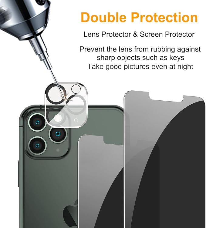 PEHAEL 3+3Pack for iPhone 11 Pro Privacy Screen Protector - Image 6