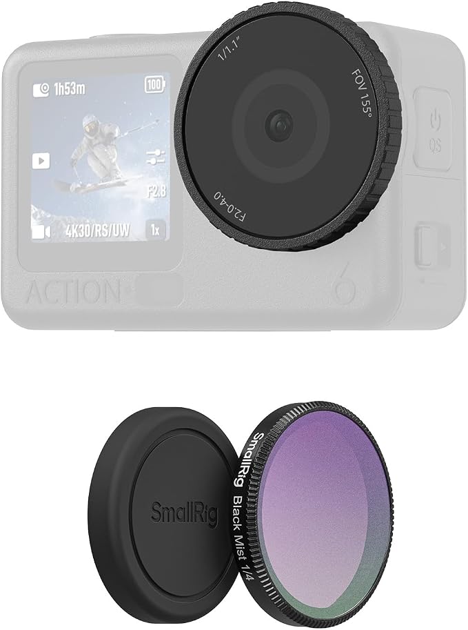 SmallRig 1/4 Black Mist Filter for DJI Osmo Action 6, Snap On Black Diffusion by SmallRig