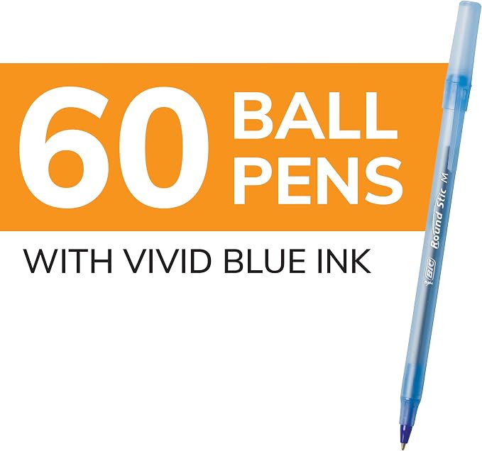 BIC Round Stic Xtra Life Ballpoint Pen, Medium Point, Flexible Round Barrel - Image 2