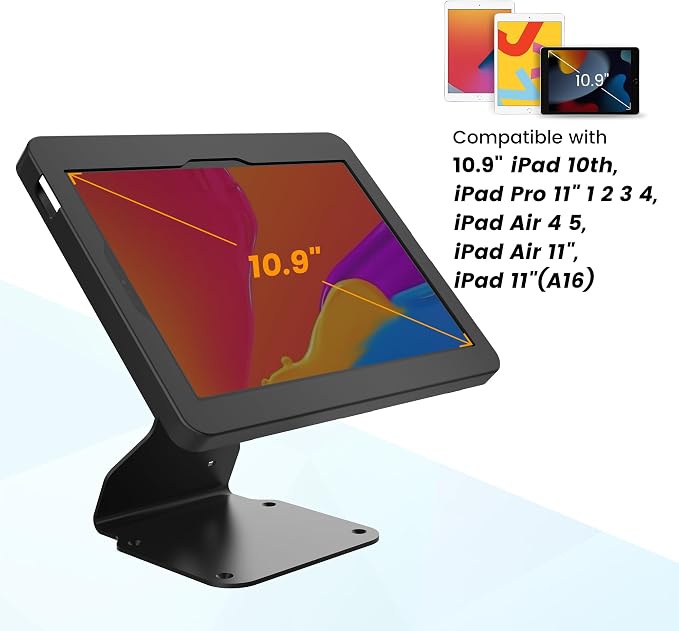 iPad POS Stand for Desk Heavy Metal Flip Lockable Rotate Swivel for iPad 10th - Image 7