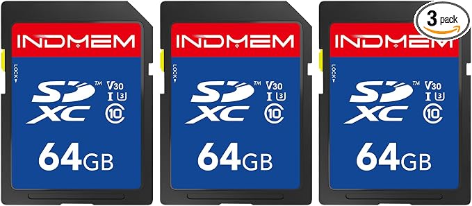 64GB SD Card 3Pack, High Speed up to 90M/S, C10/U3/V30, SDXC UHS-I Memory Cards by elecacc