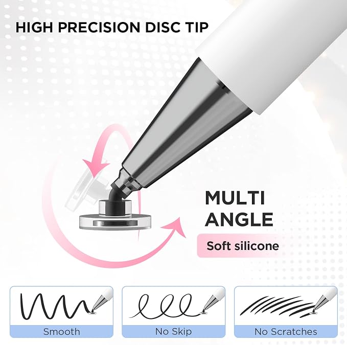 Pen for Tablet, Capacitive Disc Tip Stylus Pencil & Magnetic Cap Compatible - Image 5