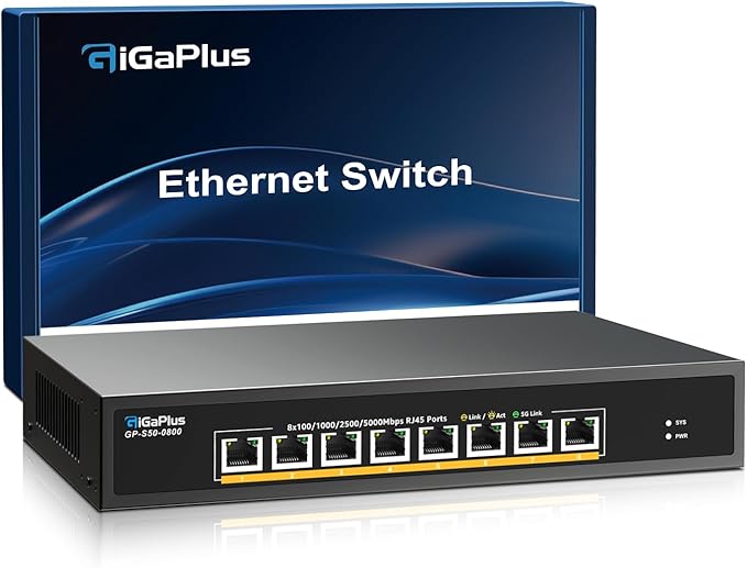 8 Ports 5Gb Unmanaged Ethernet Switch by GiGaPlus