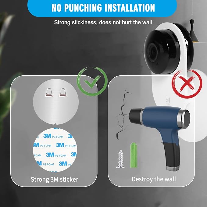 4 Pack Indoor Wall Mount for Yi Home Security Camera, No Punching, Extremely - Image 2