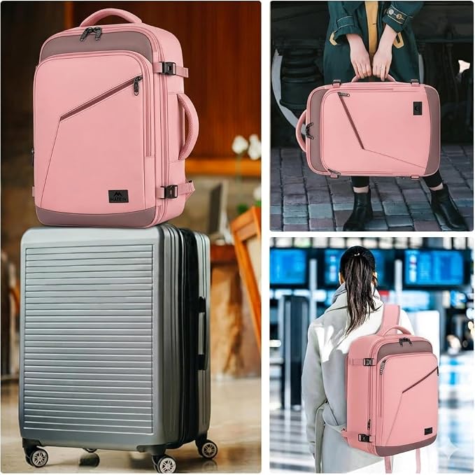 MATEIN Pink Travel Backpack for Women, 40L Water Resistant Carry on Backpack - Image 7