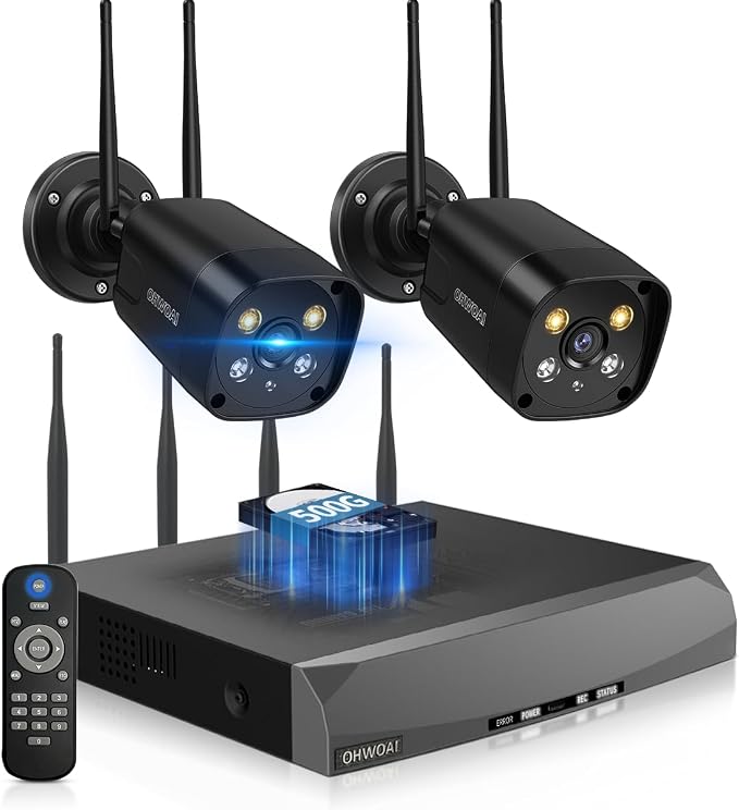 《130°Wide Angle》Wireless Security Camera System Outdoor, Wireless Cameras by OHWOAI
