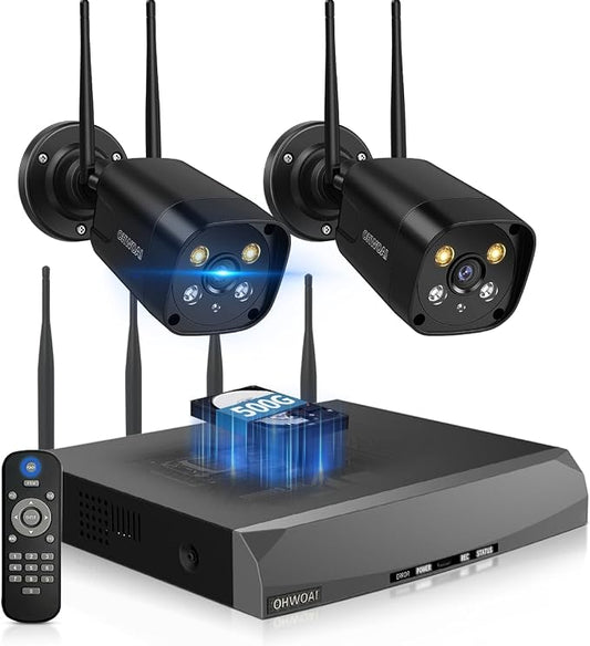 《130°Wide Angle》Wireless Security Camera System Outdoor, Wireless Cameras by OHWOAI