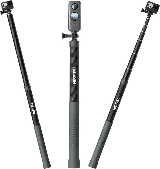 TELESIN G3 Selfie Stick Pole Long Invisible, Carbon Fiber Waterproof Underwater by telesin