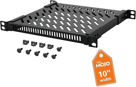 Tecmojo 0.5U Rack Shelf for 10" Server Rack & Cabinet, Adjustable 7.87-10.24" by Tecmojo