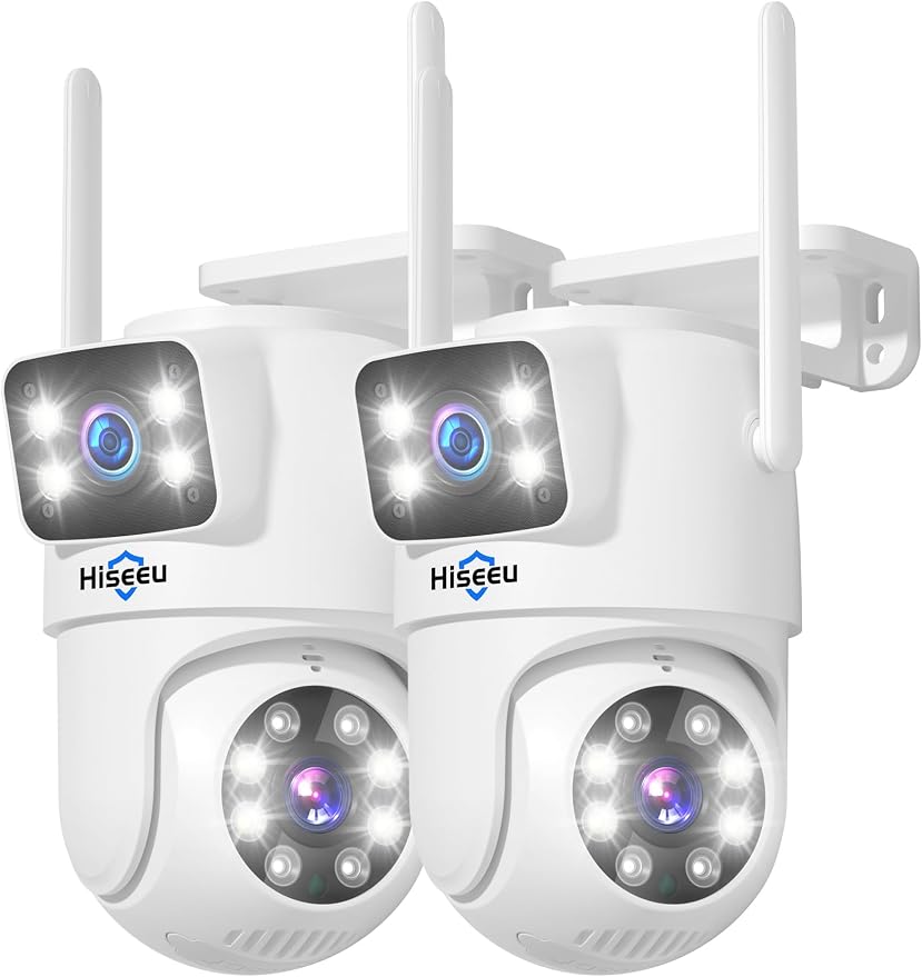Hiseeu 2 Pack Wireless Security Camera 5G/2.4G WiFi Dual Lens PTZ Camera by Hiseeu