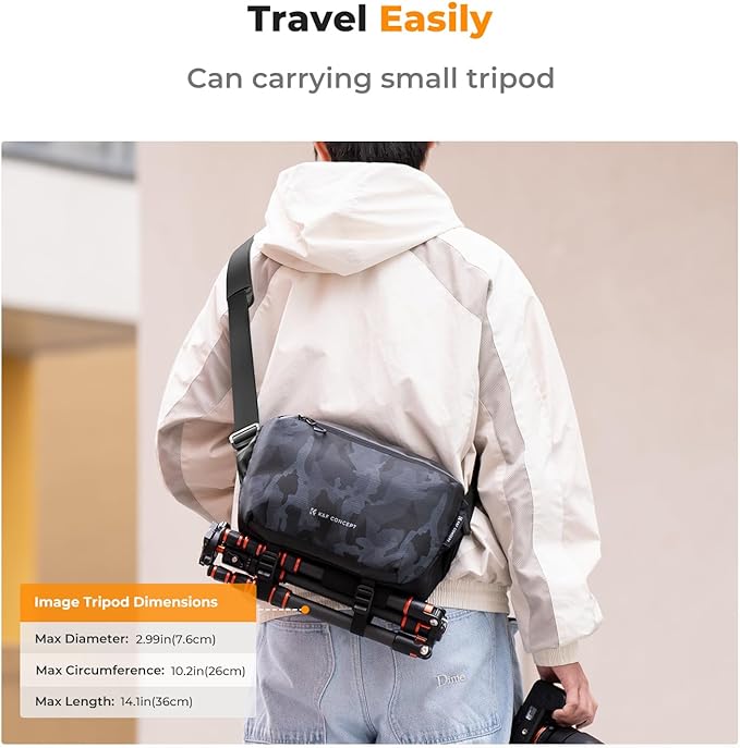 K&F CONCEPT Camera Sling Bag Crossbody Bag Waterproof Camera Shoulder Backpack - Image 5
