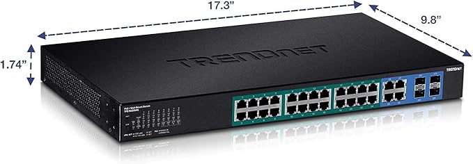 TRENDnet 28-Port Web Smart PoE+ Switch, 24 x Gigabit PoE+ Ports, 4 x Shared - Image 7