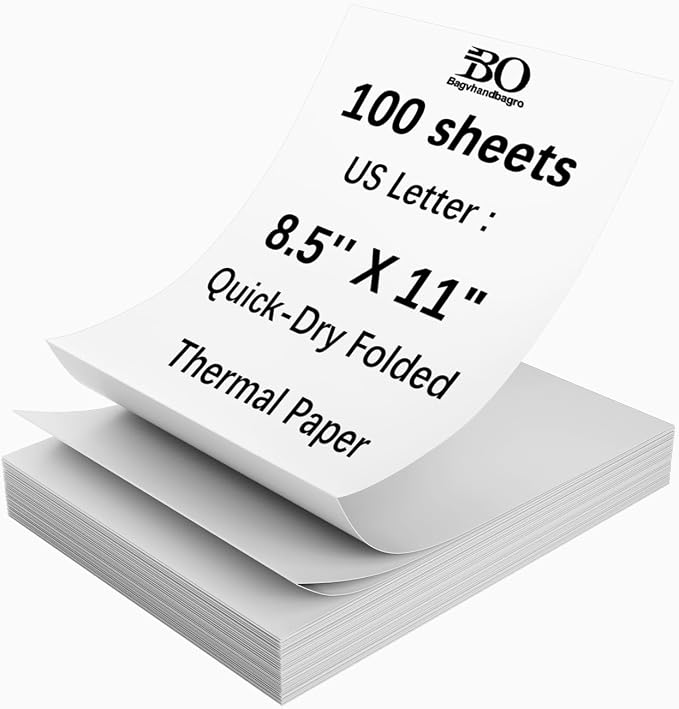 Thermal Printer Paper 8.5 x 11 Inch, 100 Sheets US Letter Size Thermal Paper by Bagvhandbagro