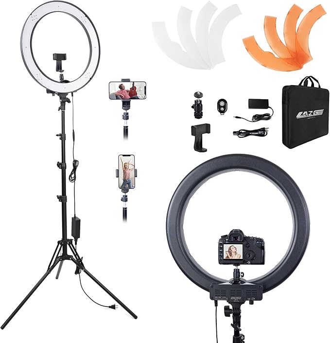 Ring Light Kit 18" 55W 5500k dimmable LED Light, 70inch Foldable Stand by Unknown