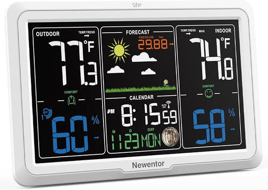 Newentor Weather Station Wireless Indoor Outdoor, 7.5in Display Atomic Clock by Newentor