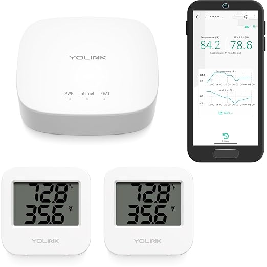 YoLink Smart Temp & Humidity Sensor, LoRa Long Range, 2 Year Battery, Indoor by YoLink