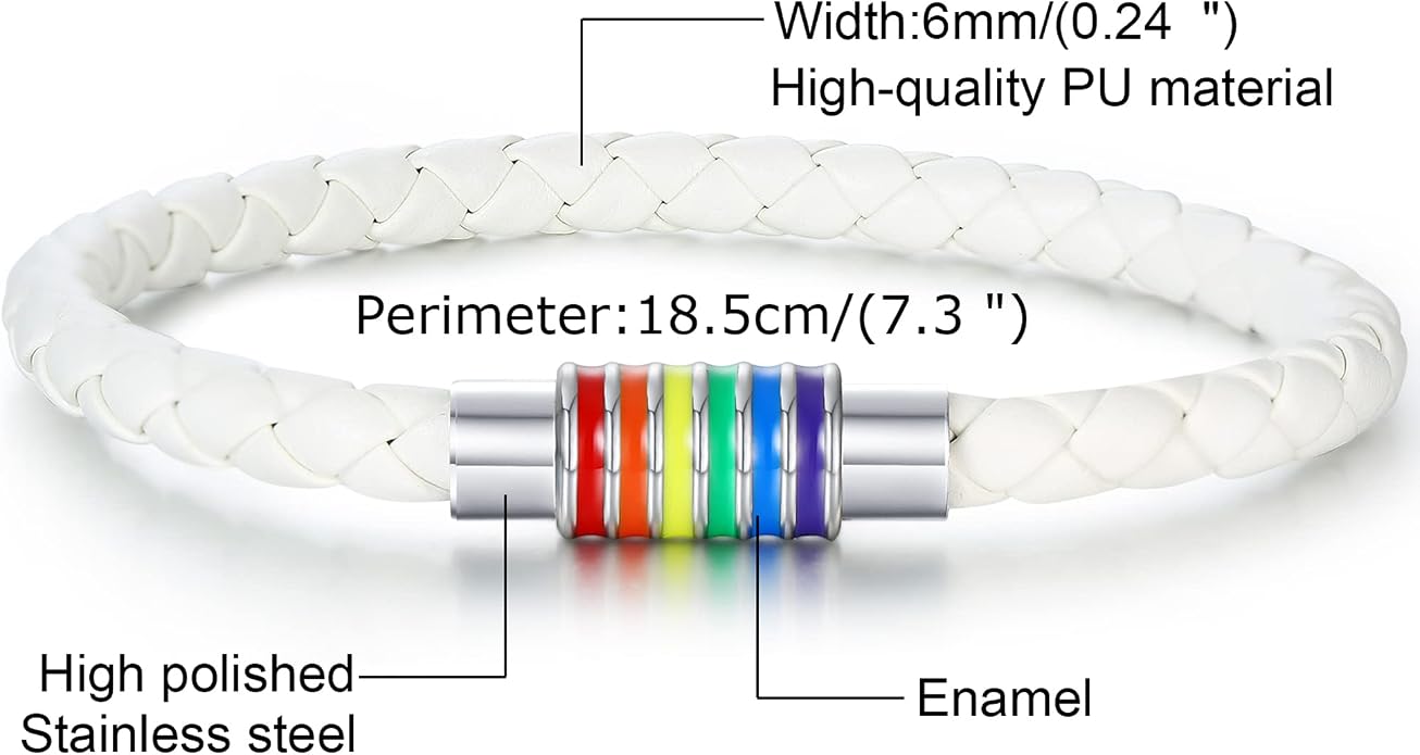 Nanafast Titanium Stainless Steel Rainbow LGBT Pride Bracelet Handmade Braided - Image 2