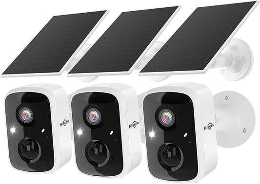 Hiseeu Solar Camera Security Outdoor, 3 Pack 100% Wireless 3K 4MP Surveillance by Hiseeu