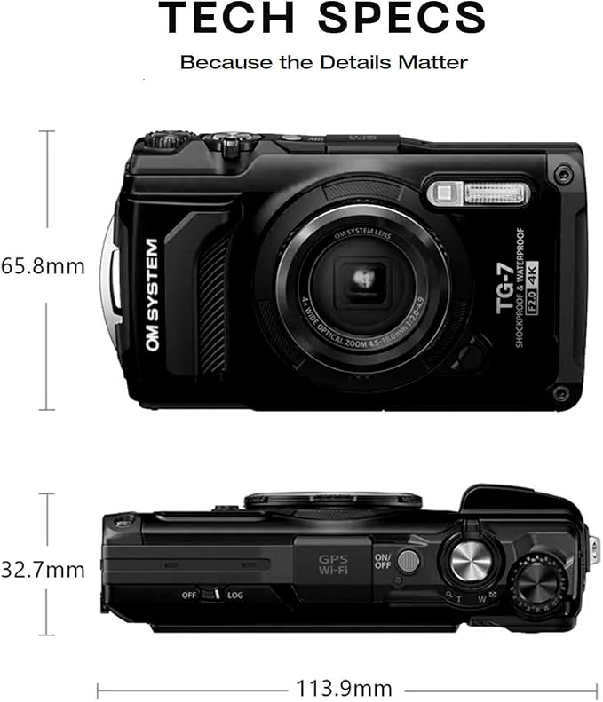 OM SYSTEM Olympus Tough TG-7 Black Underwater Camera, Waterproof, Freeze Proof - Image 6