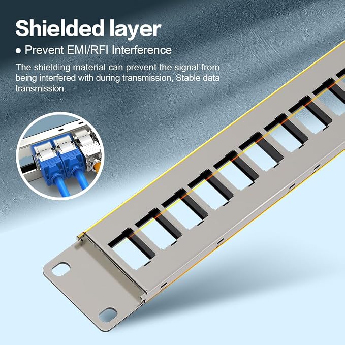 24 Port Patch Panel Blank Keystone Patch Panel 1U 19" - Image 3