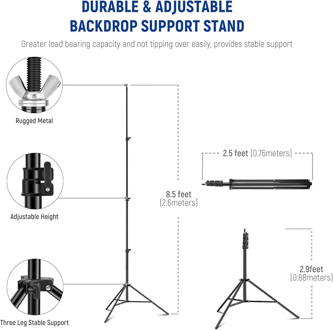 NEEWER 8.5x10ft Adjustable Backdrop Stand Kit, Photography Background Support - Image 5