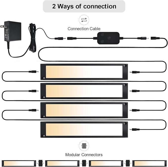4pack 7inch Dimmable LED Kitchen Light Kit, 2700-6000K Smart Closet Cabinet - Image 3