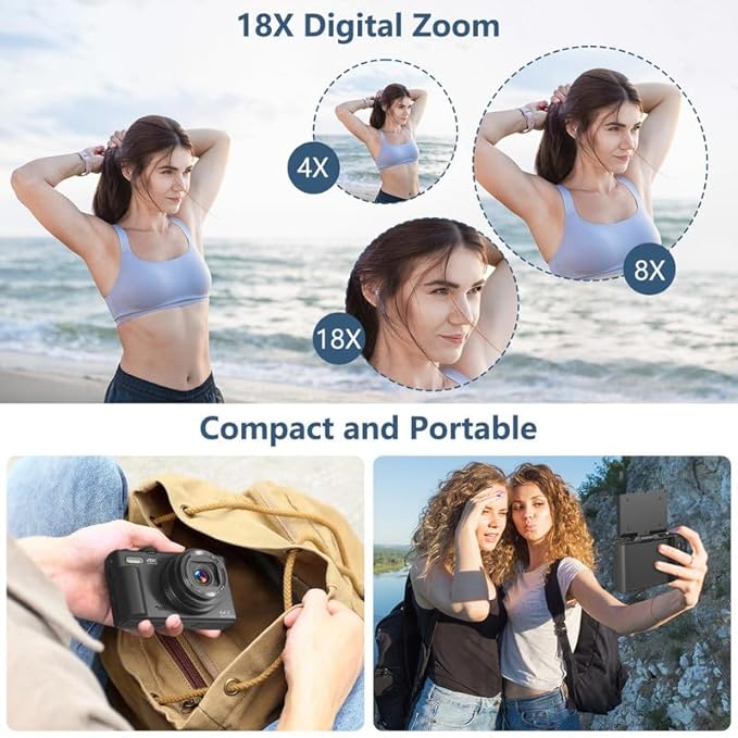 Digital Camera for Photography, 4K Vlogging Camera for YouTube 3" 180° Flip - Image 6