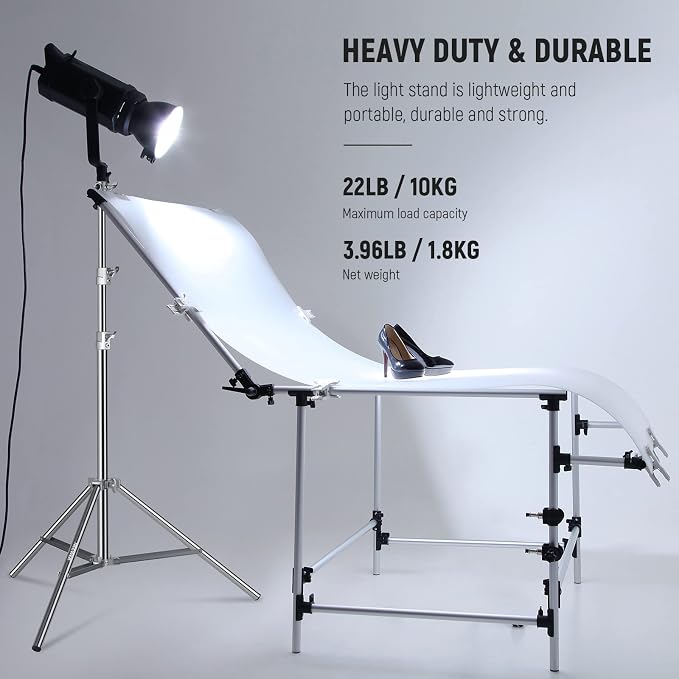 NEEWER 7.2ft/2.2m Stainless Steel Light Stand, Spring Cushioned Heavy Duty - Image 5