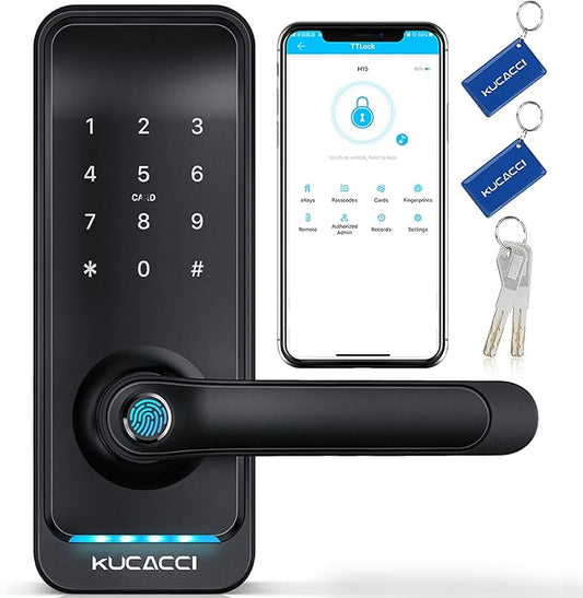 Smart Door Lock with Handle: Kucacci Keyless Entry Digital Door Lock by KeylessLockforSmartHome
