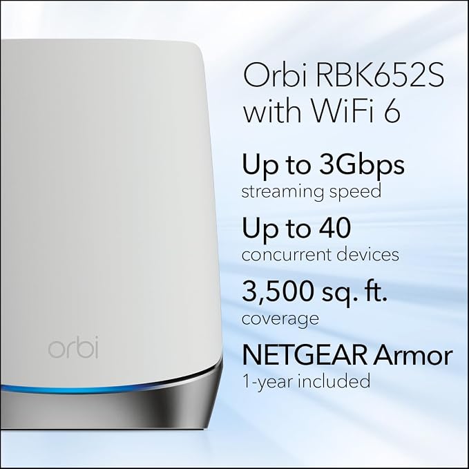 NETGEAR Orbi Whole Home Tri-Band Mesh WiFi 6 System – Router + 1 Satellite - Image 2