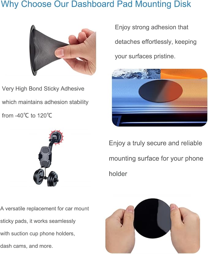 Dashboard Pad Mounting Disk for Suction Cup Phone Mount, Vacuum Suction Phone - Image 8