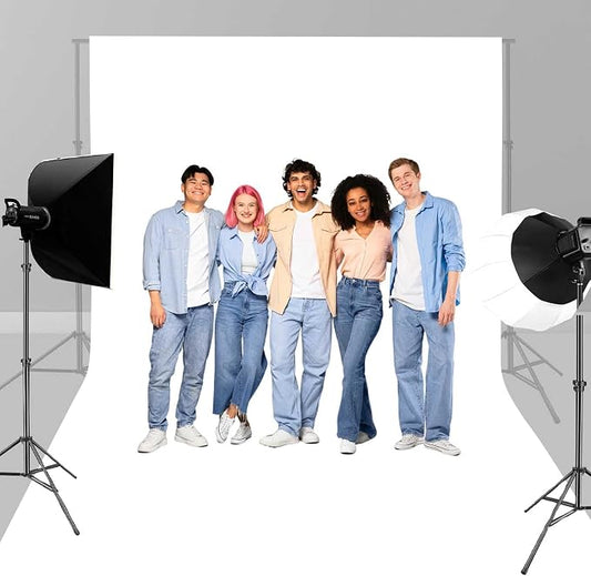 7x5FT White Backdrop for Photography, High Density Polyester Fabric Background by Unknown