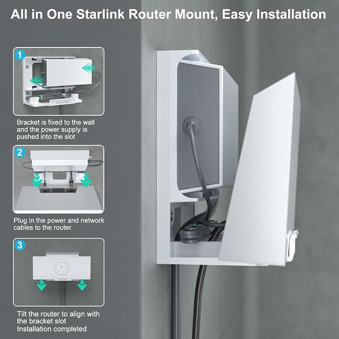 Linkoostar Starlink Gen 3 Router Mount, All in One Starlink Router Wall Mount - Image 3
