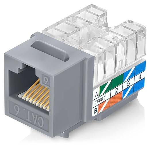 Everest 90° Angled RJ45 Cat6 Keystone Jacks 100-Pack in Gray - Image 8