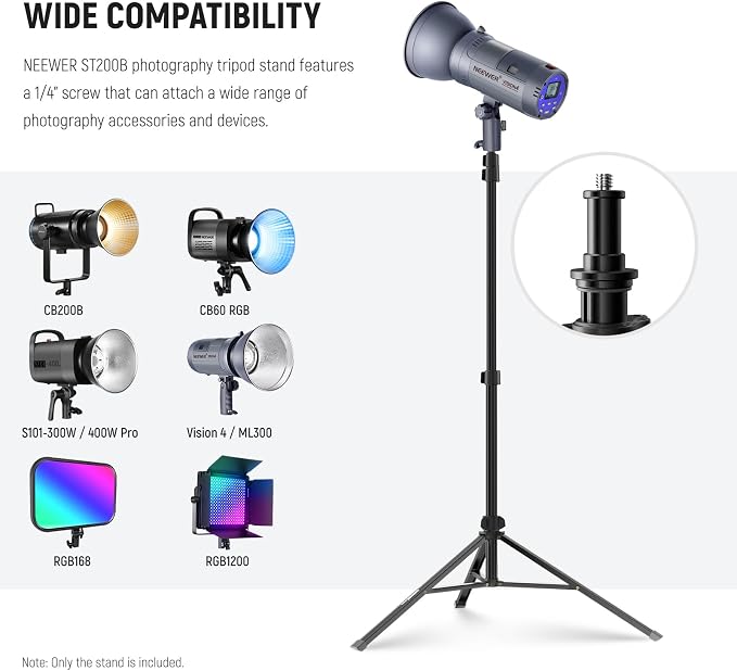 NEEWER Photography Light Stand 1.8-6.6ft/56-200cm - Image 3